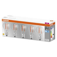 Osram LED BASE Classic A 60 FIL 6.5W/827 E27 5 gab. filament non-dim spuldzes (caurspīdīgas)