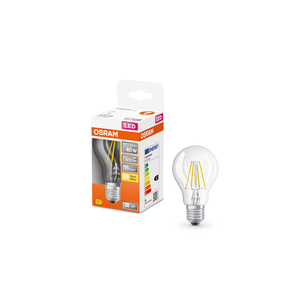 Osram LED STAR Classic A 40 FIL 4W/827 E27 filament non-dim spuldze (caurspīdīga)