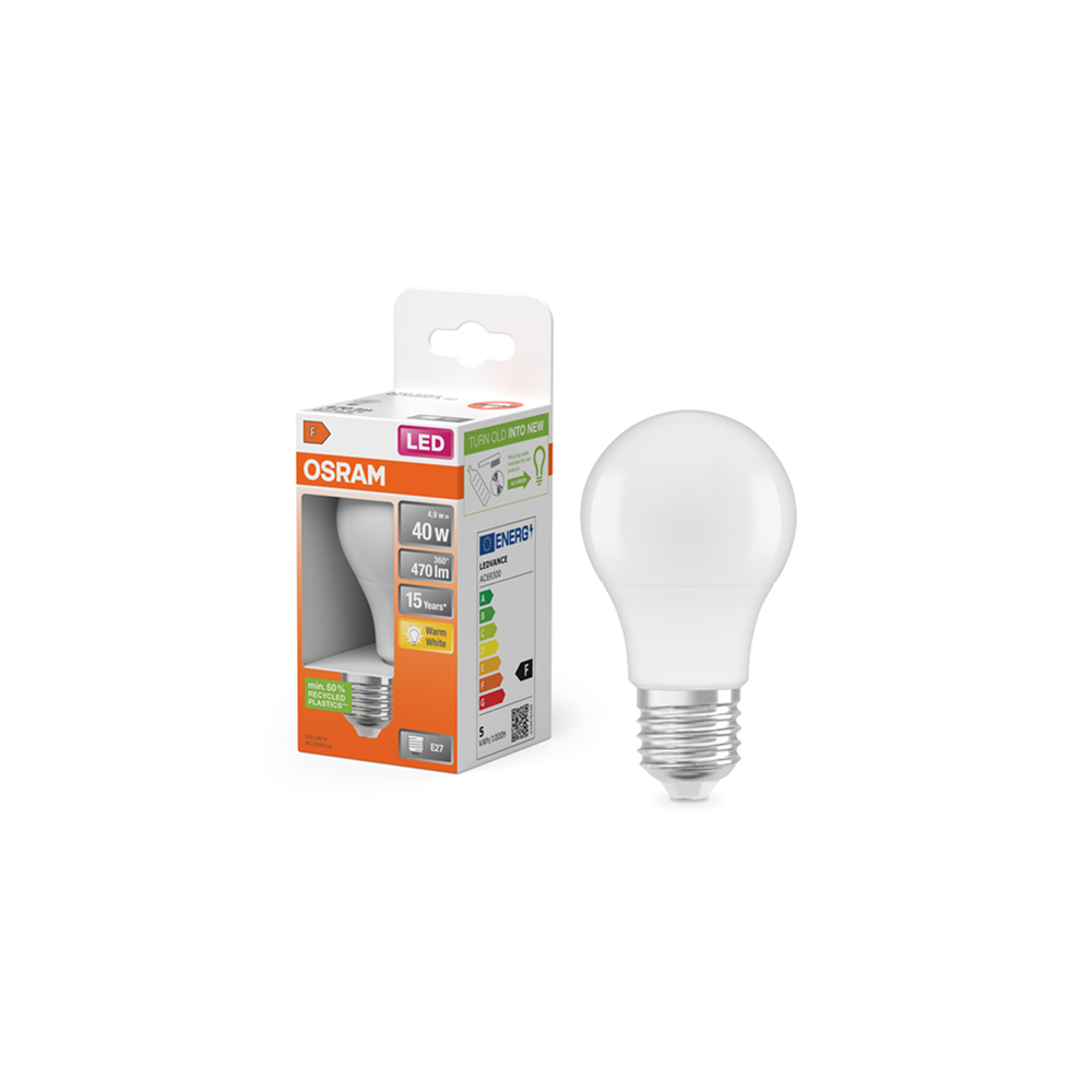 Osram LED STAR Classic A 40 5.5W/827 E27 FR spuldze (matēta)