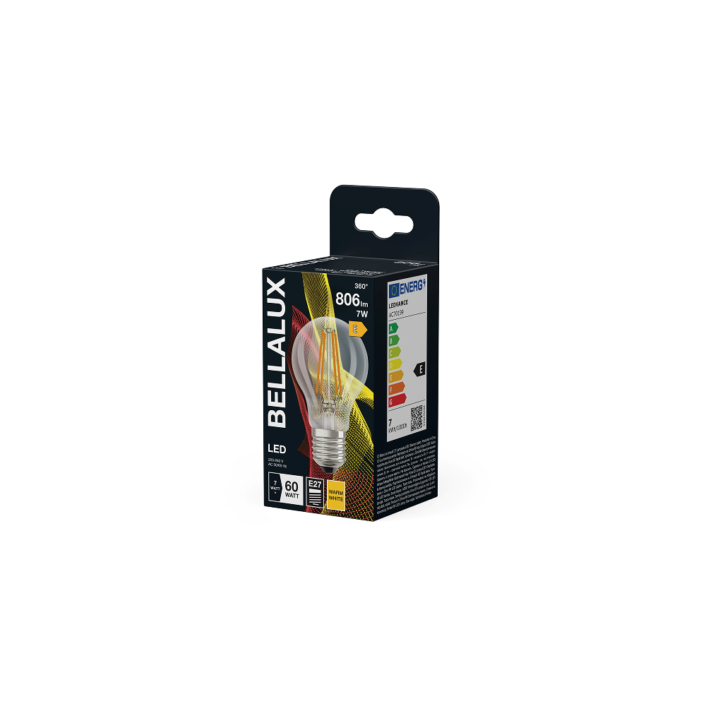 BELLALUX LED CL A 60 7W/827 E27 energoefektīva spuldze