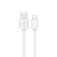 Forever USB - USB-C vads 1m, 2A, balts uzlādei un datiem