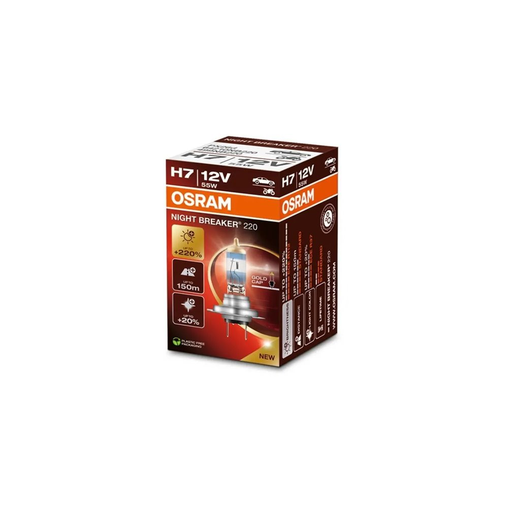 Osram auto Night Braker 220 H7 55W 12V +220% B1 spuldze