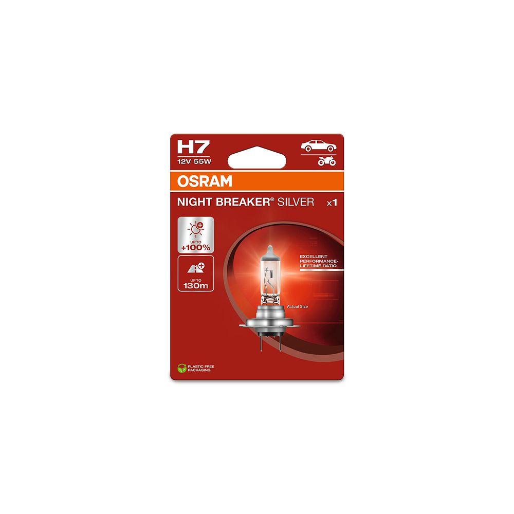 Osram auto Night Braker Silver H7 55W 12V +100% B1 spuldze
