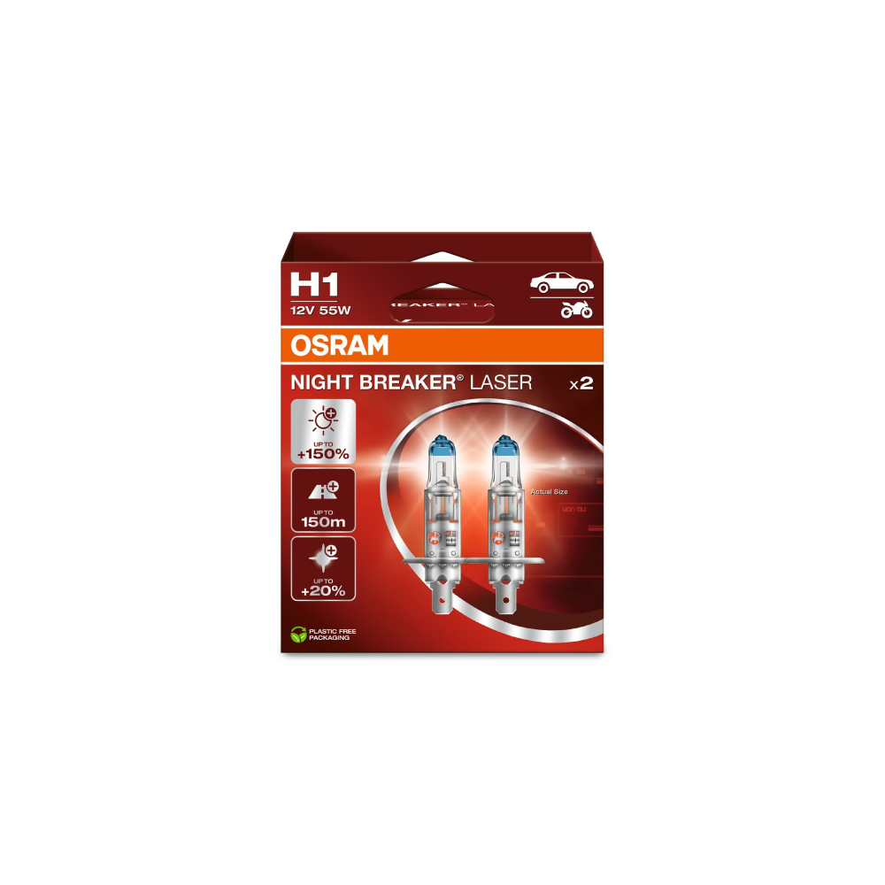 Osram auto Night Breaker Laser H1 55W 12V +150% B2 spuldzes
