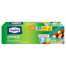 Maisiņi produktu uzglabāšanai Zipper® 1L, 12 gab. TOPPITS