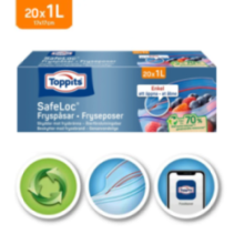 Maisiņi produktu saldēšanai ar SafeLoc® aizdari 1L, 20gab. TOPPITS