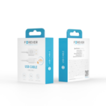 Forever USB - USB-C vads 1m, 2A, balts uzlādei un datiem