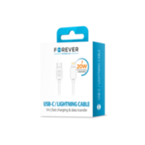 Forever USB-C - 8pin vads 1m 20W balts ātrai uzlādei