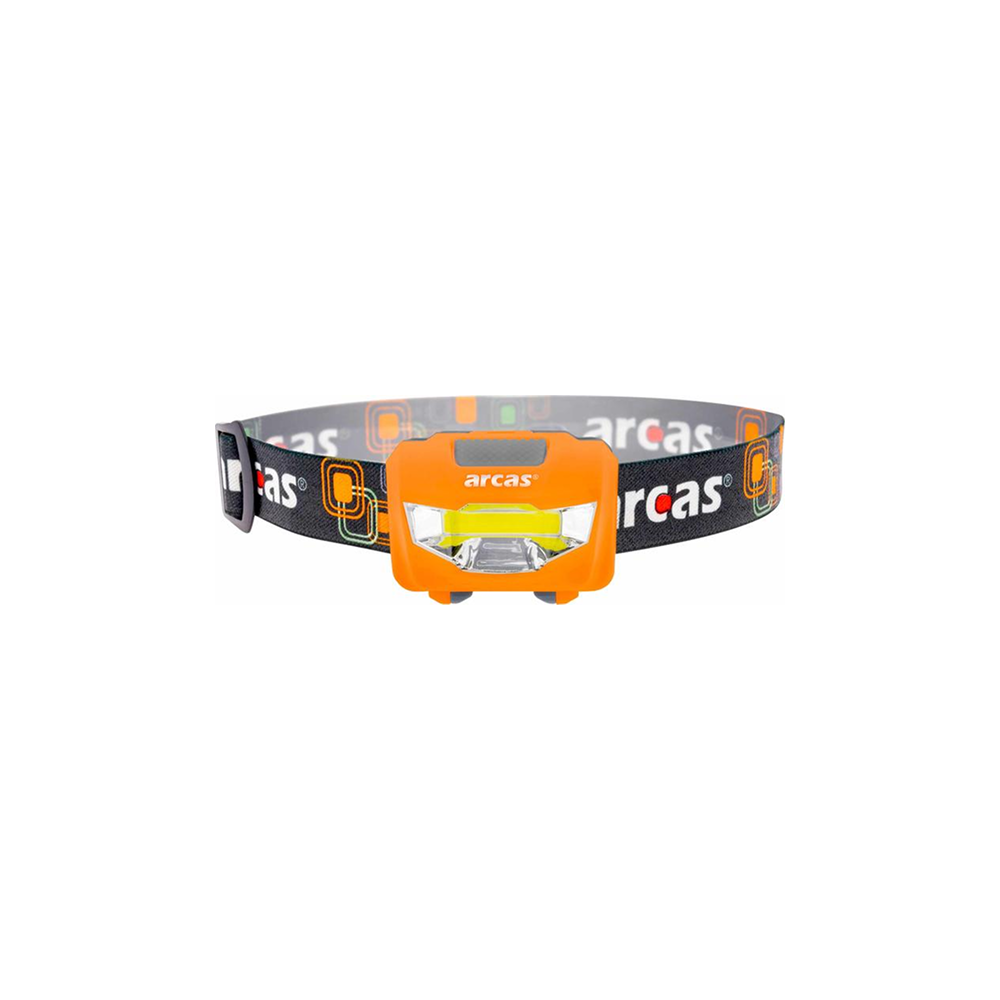 Arcas 3W LED galvas lukturis ar 4 funkcijām un baterijām