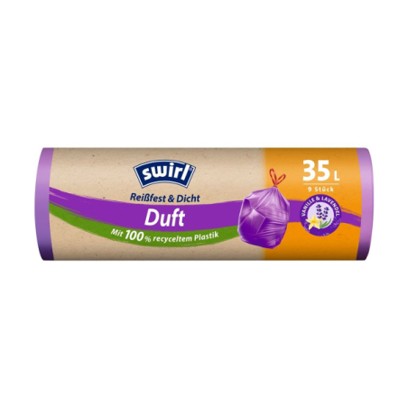 Aromatizētie atkritumu maisi (vaniļa-lavanda) 35L, 9 gab. SWIRL