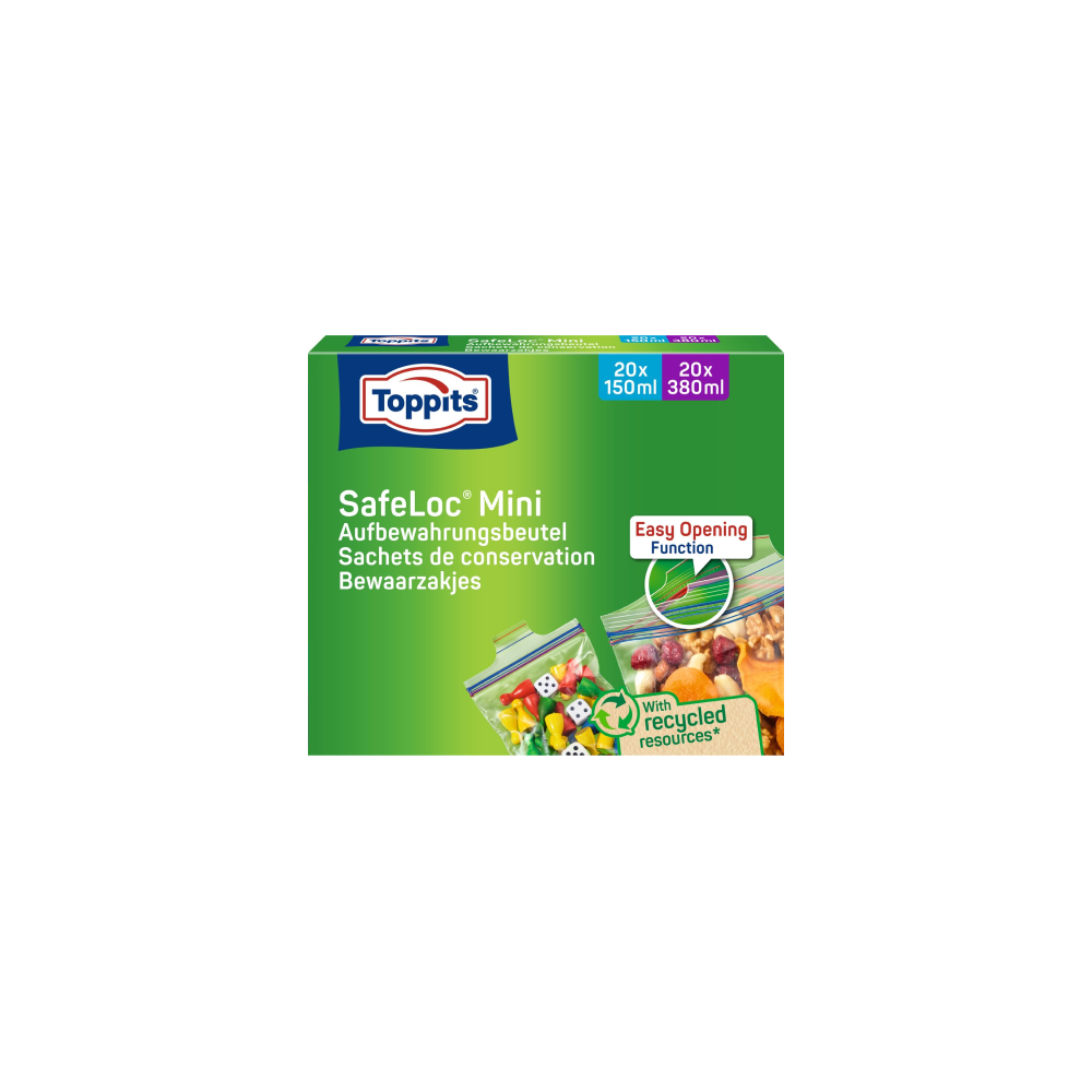 Maisiņi produktu uzglabāšanai SafeLoc® Mini 20gab.x150ml, 20gab.x380ml TOPPITS