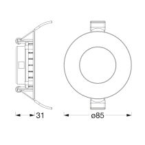Ledvance DL slim 85MM 4.5W 240lm 3000K 230V , balts