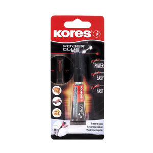 Superlīme KORES Power glue 3 g - ātra un izturīga momentlīme dažādiem materiāliem