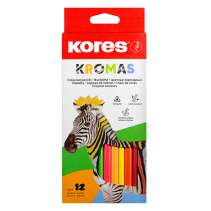 Krāsainie zīmuļi 3mm, trīsstūrveida, 12 krāsas – KORES KROMAS