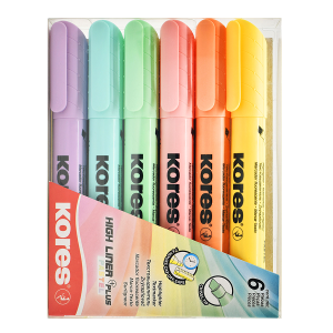 KORES High Liner Plus Assorted Highlighters, 0.5–5 mm, 6 pcs