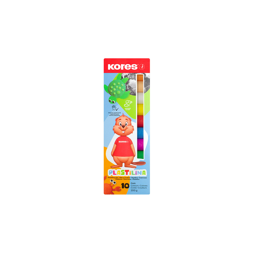 Plastilīns, mīksta modelēšanas masa 10 krāsās - KORES Plastilina