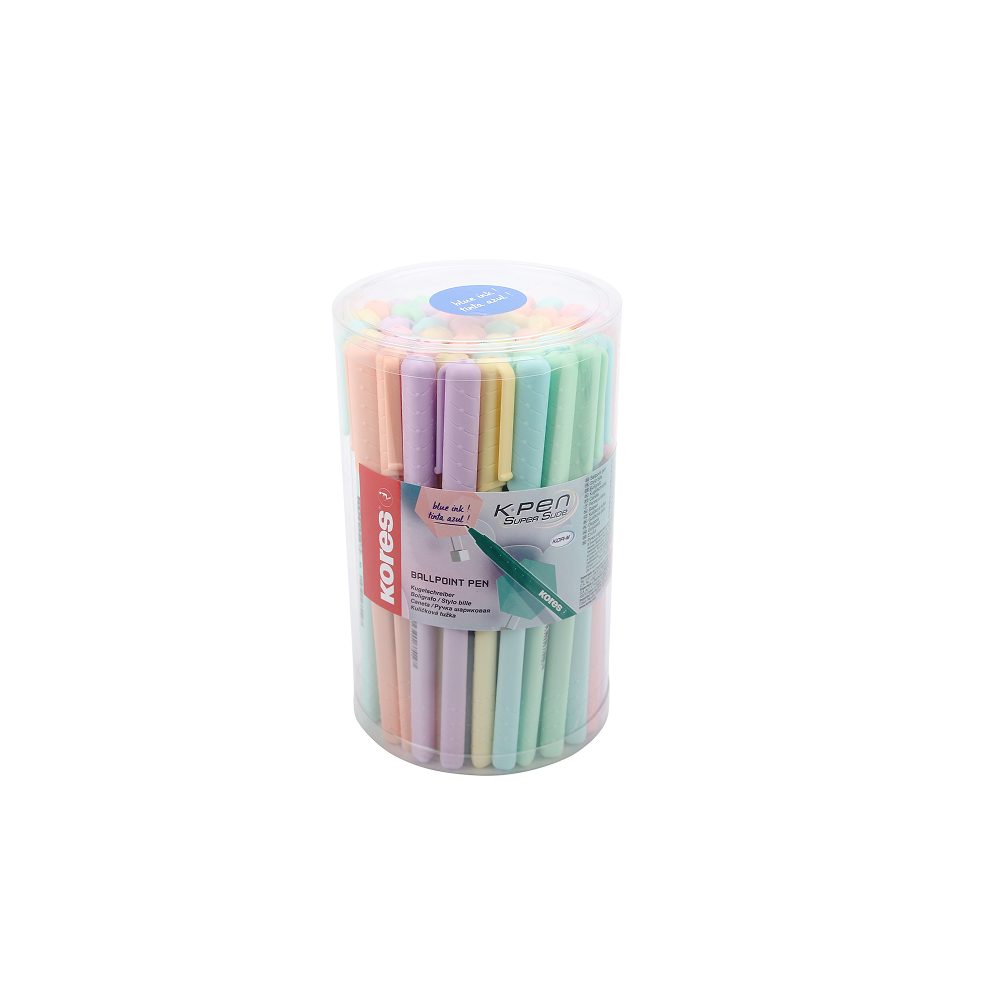 Lodīšu pildspalvas KORES K0R-M Pastel zilas, ergonomiskas, 50 gab.