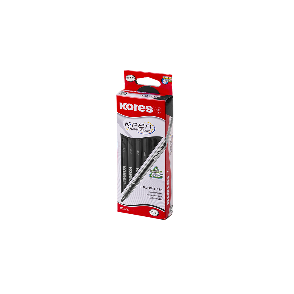 Lodīšu pildspalvas 0.7mm trīsstūrveida KORES K1-F – gluda rakstīšana