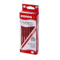 Lodīšu pildspalvas 0.7mm sarkanas KORES K1-F - gluda rakstīšana un ergonomisks dizains