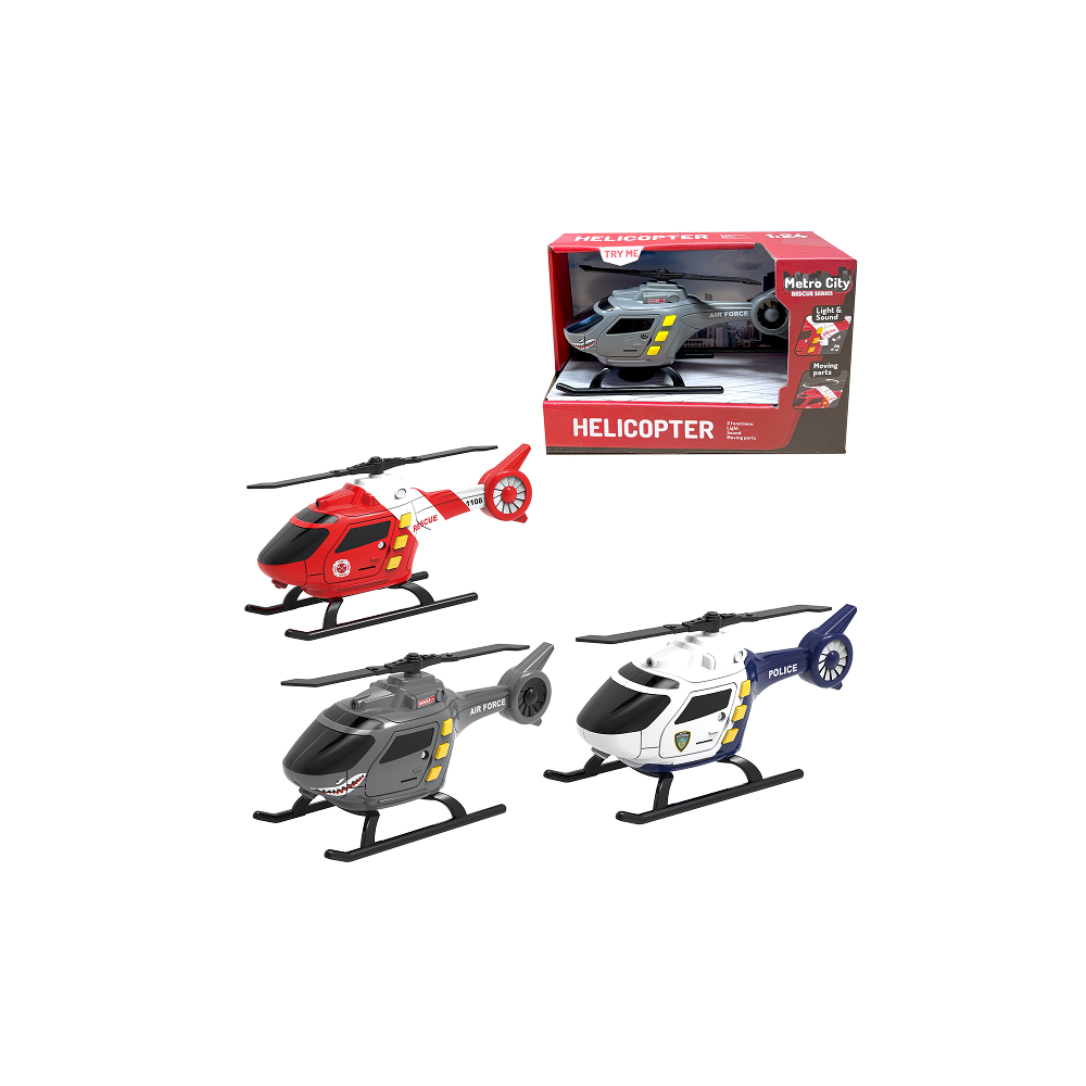 Metro City Helikopters ar skaņas un gaismas efektiem