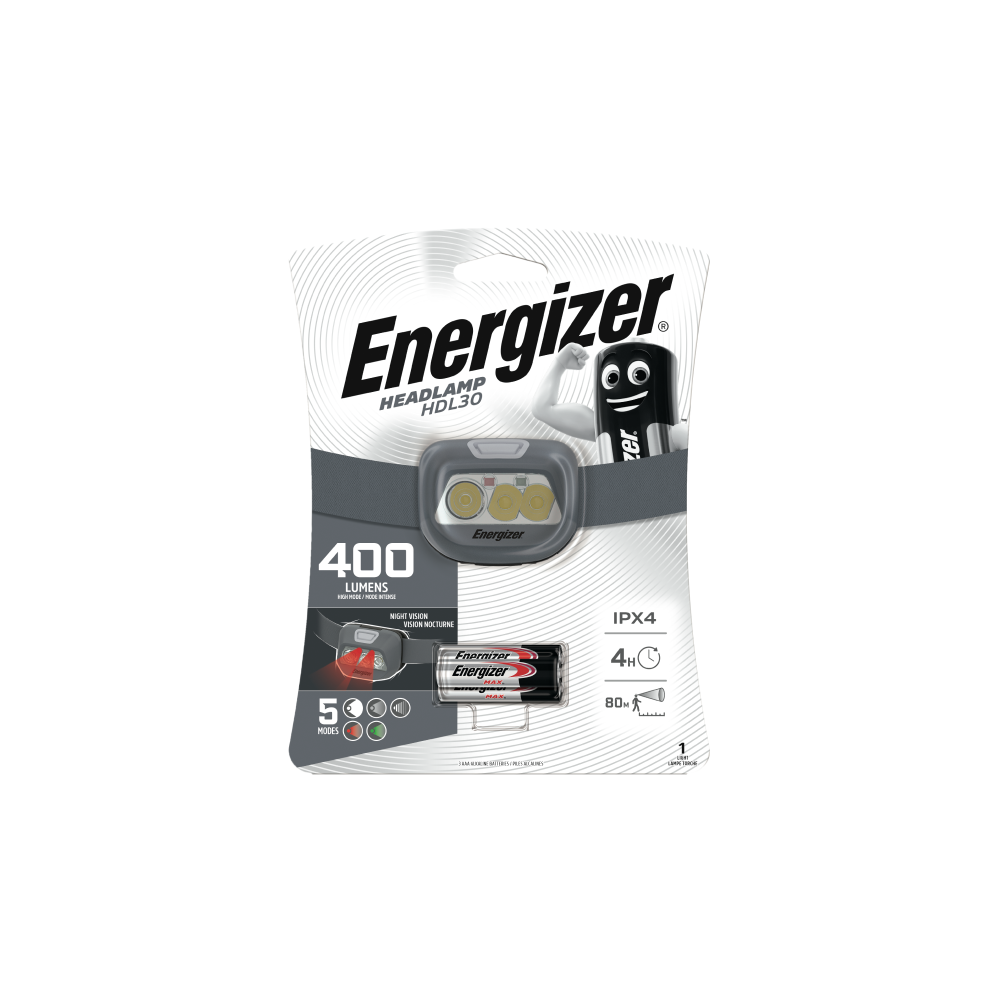 ENERGIZER LED HDL30 galvas lukturis ar 5 režīmiem