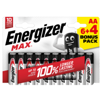 ENERGIZER MAX AA B6+4 ilgstoša jauda ikdienas ierīcēm