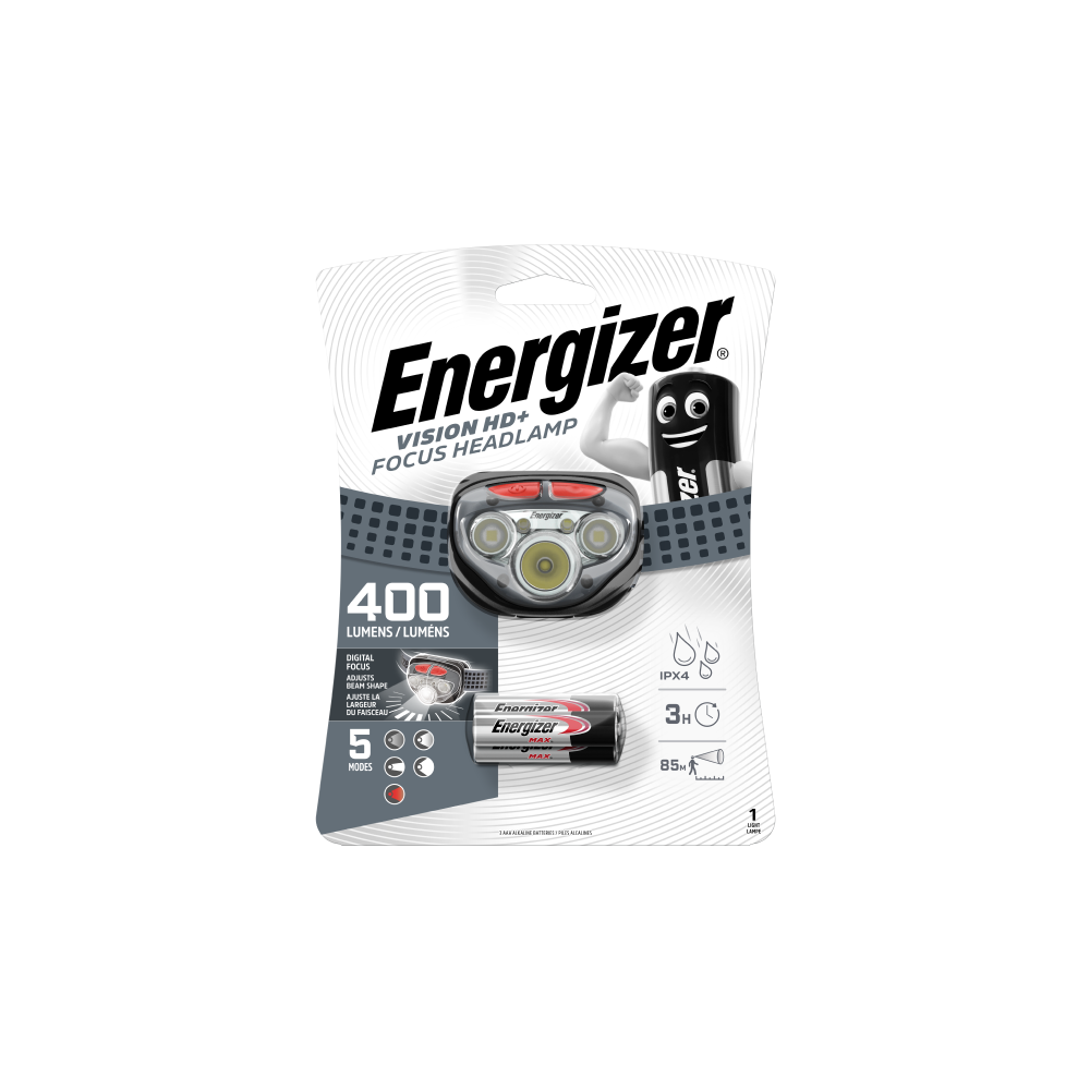 ENERGIZER VISION HD+ Focus 400lm galvas lukturis ērtiem piedzīvojumiem