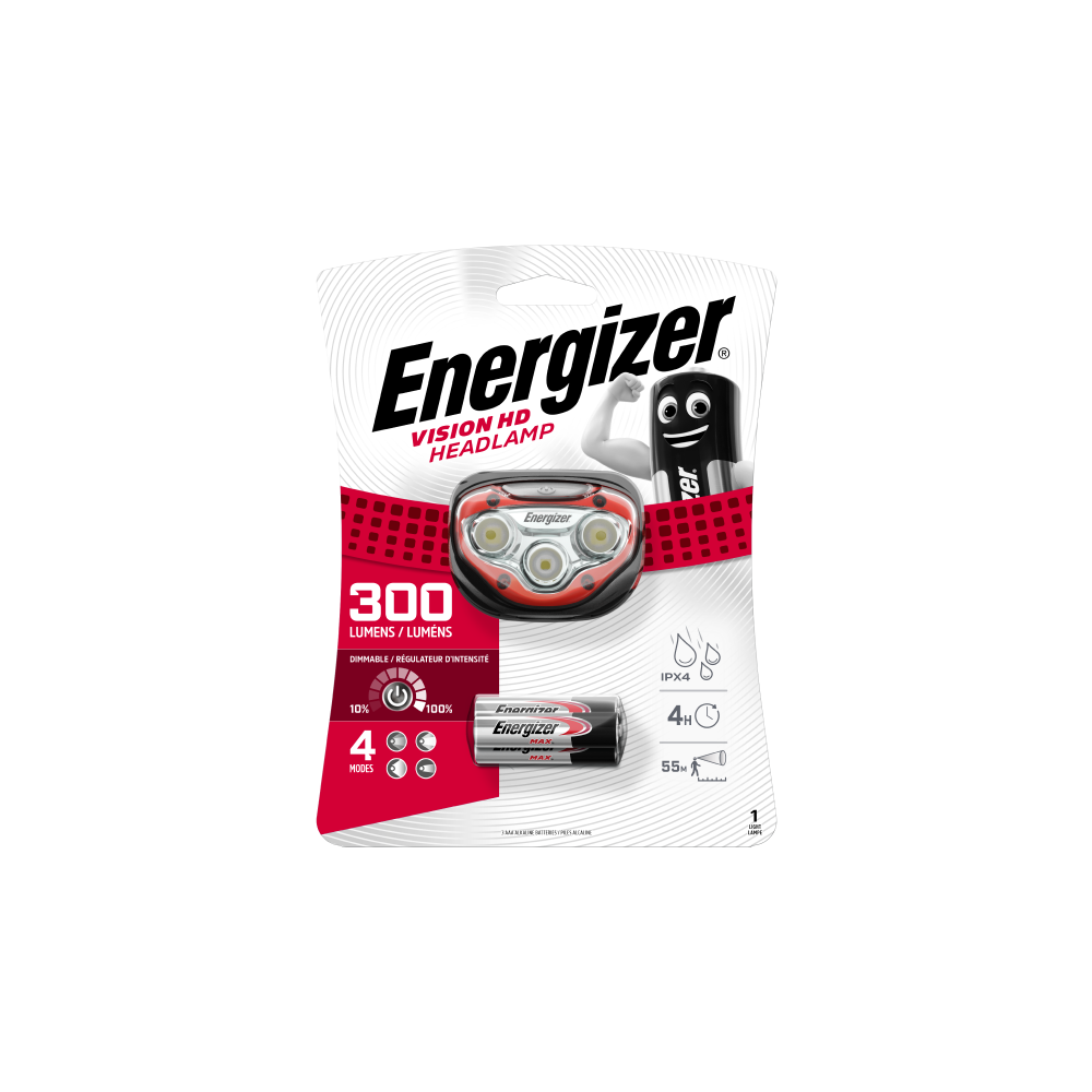 ENERGIZER VISION HD 300lm galvas lukturis ar 4 režīmiem