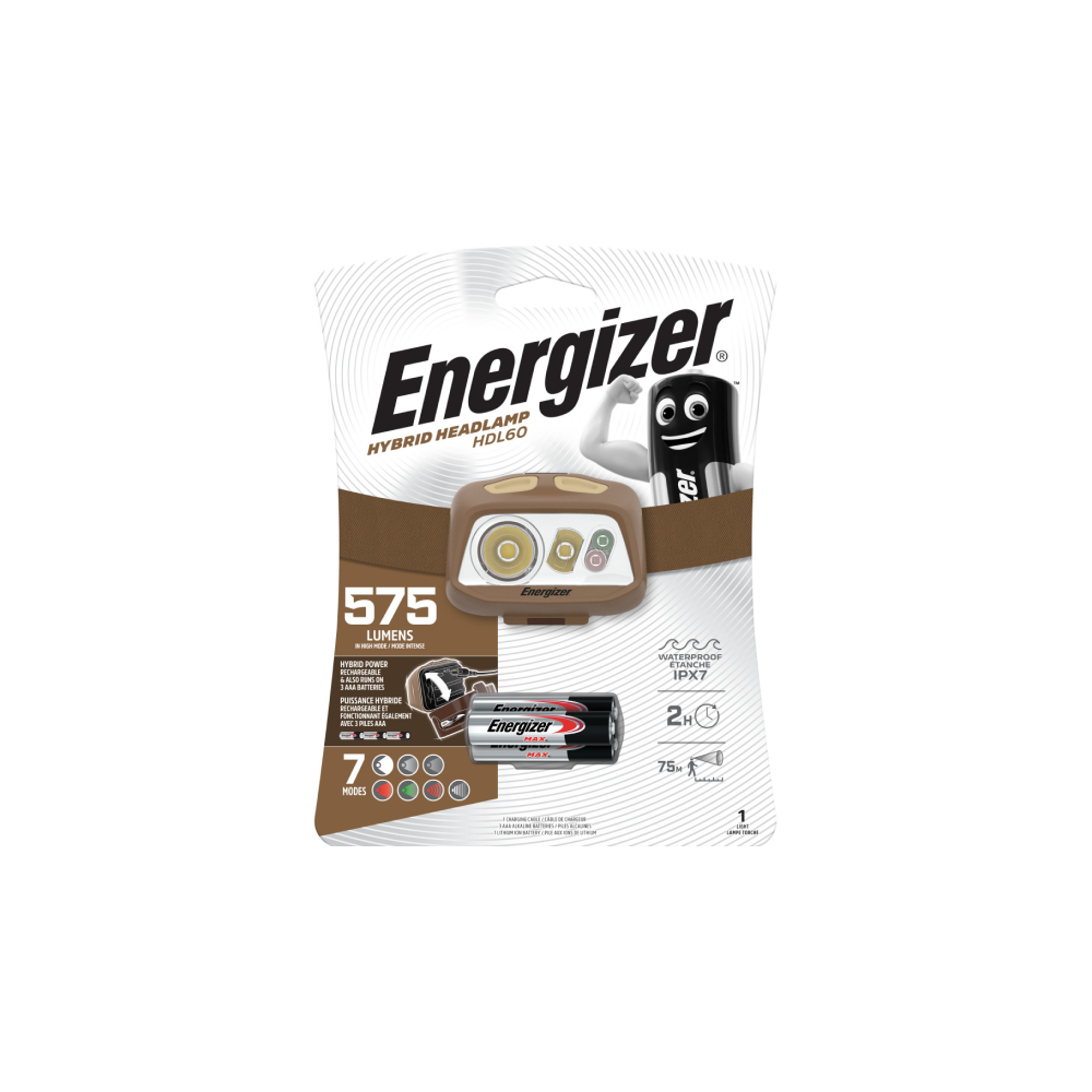 ENERGIZER HYBRID LED galvas lukturis 575lm ar baterijām