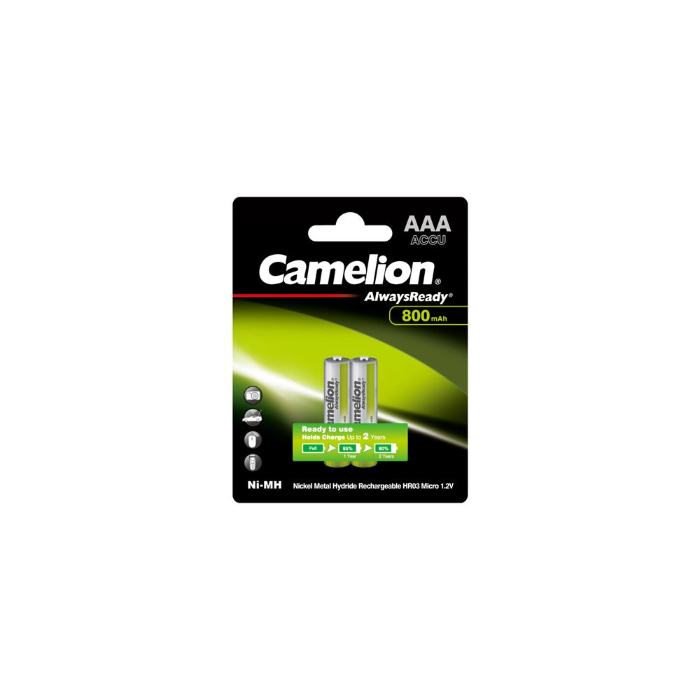 Camelion AAA B2 800 mAh akumulators AlwaysReady: gatavs lietošanai
