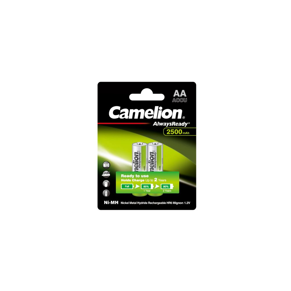 Camelion AA B2 2500 mAh akumulators AlwaysReady: gatavs lietošanai